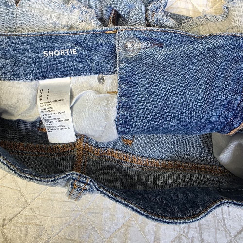 Y2K‎ American Eagle Womens 4 Shortie Micro Tie Front Distressed Cutoff Shorts - Picture 7 of 8